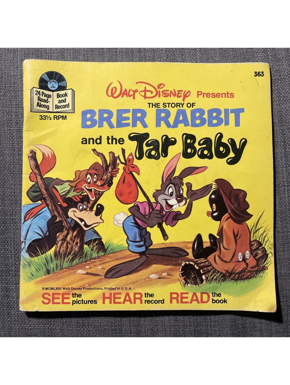 VTG Walt Disney Presents The Story Of Brer Rabbit and the Tar Baby Book Only
